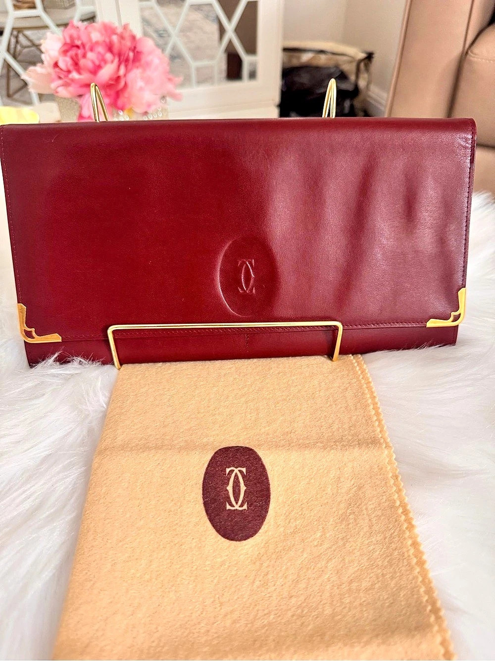 Cartier Must de Cartier Envelope Clutch Bag Burgundy-Red